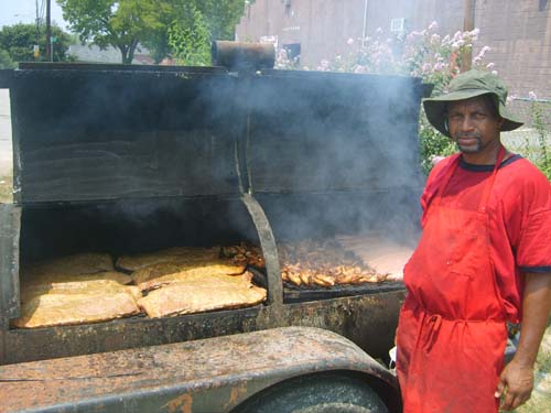 Ronnie Mims on his grill...